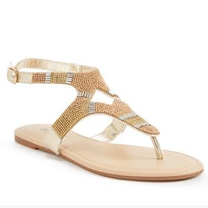 Embellished Gold sandal, flat